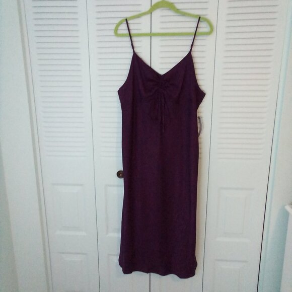 NWT EMMA & MICHELE PLUM PURPLE SLIP DRESS XL TIE CHEST SPAGHETTI STRAPS V-NECK - Picture 5 of 13